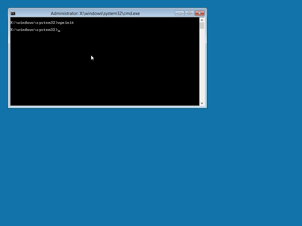Windows PE booted